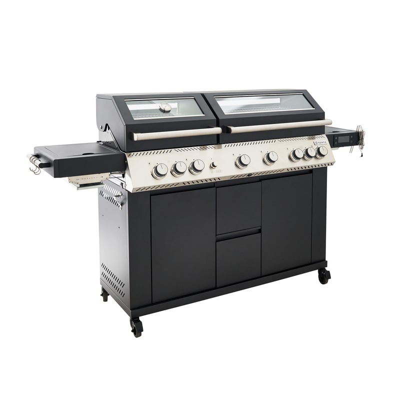 Grill gazowy Upsilon NATERIAL premium 6+2 palniki ze stali nierdzewnej w kolorze czarnym