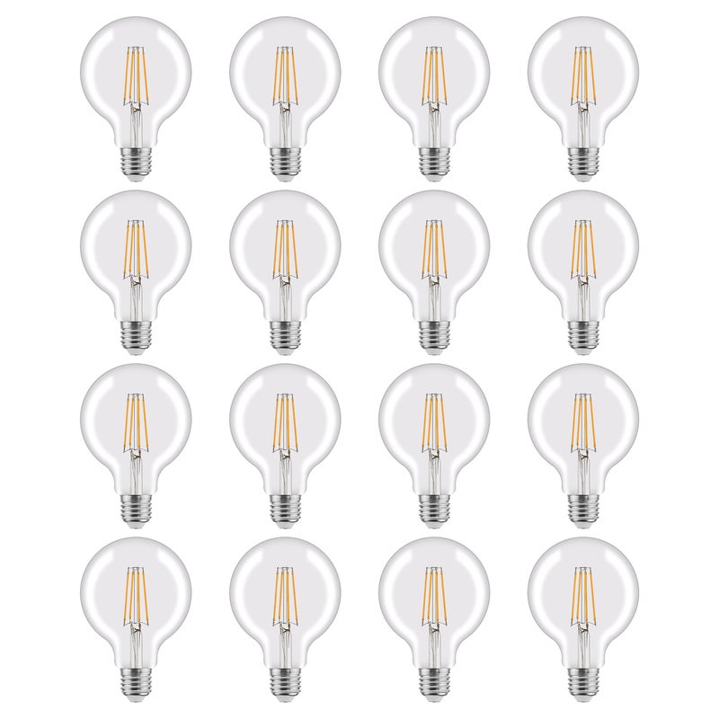 LEXMAN - Zestaw 16 żarówek LED z żarnikiem - E27 - 806LM - 5,9 W, co odpowiada 60 W - Ø 95 mm - 2700 K - Ciepła biel