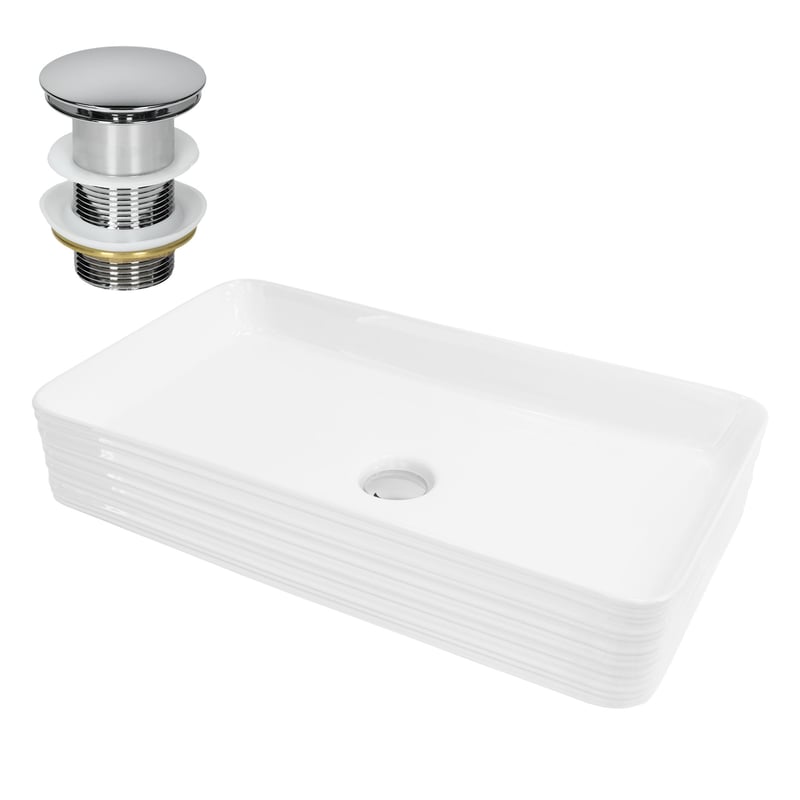 ML-Design umywalka ceramiczna w kolorze bialym 68x38x12 cm katowa z zestawem odplywowym nowoczesna umywalka nablatowa design do lazienki i toalety
