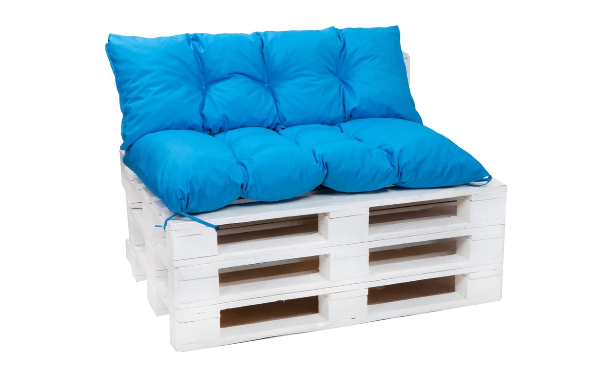 Zestaw poduszek na palety 120x50 Siedzisko-Oparcie 120x40cm poduszki na palety Niebieskie poduszki na palety ogrodowe poduszki na meble