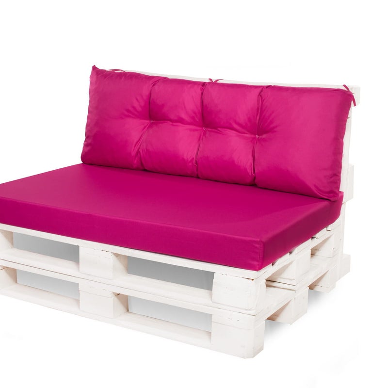 Zestaw poduszek na palety ogrodowe 120x50 Siedzisko-Oparcie 120x50cm poduszki na palety Różowe wyodne poduszki na meble ogrodowe z palet euro