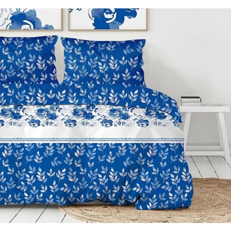 Pościel satynowa DELFY 220X200 niebieska Premium