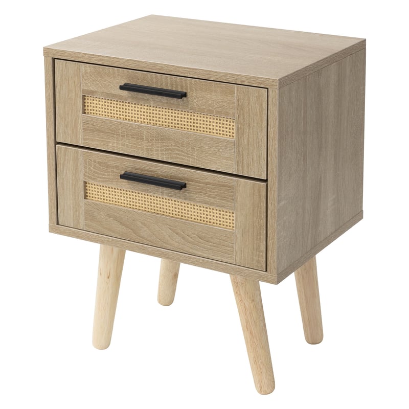 Stolik nocny z szufladami Stolik nocny rattan szafka nocna dab 40x30x50,5 cm