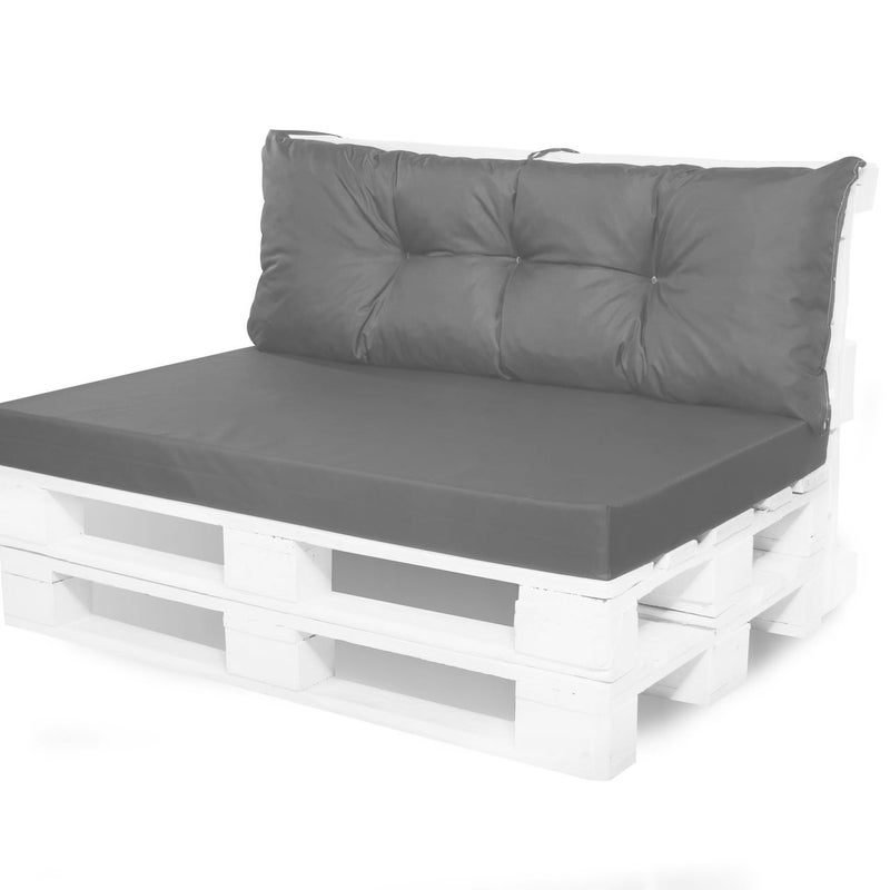 Zestaw poduszek na palety ogrodowe 120x50 Siedzisko-Oparcie 120x50cm poduszki na palety Antracyt wyodne poduszki na meble ogrodowe z palet euro