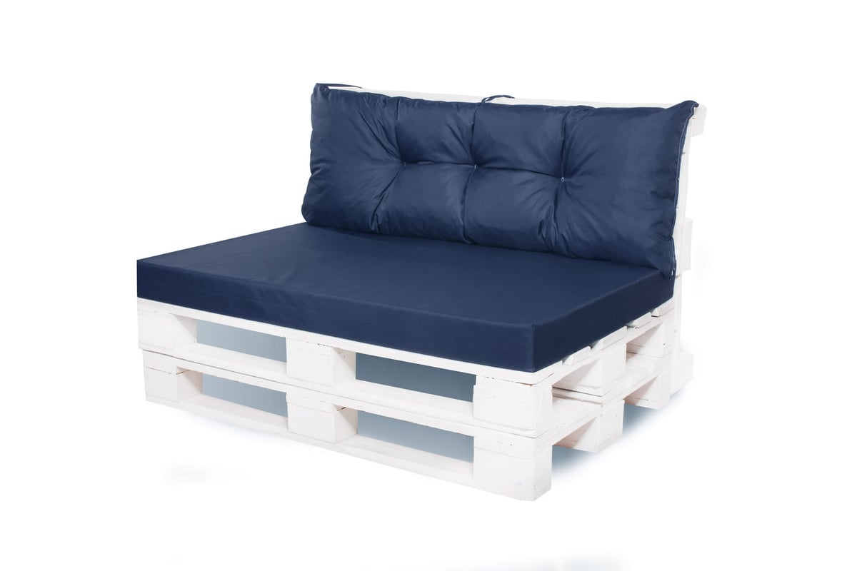 Zestaw poduszek na palety ogrodowe 120x80 Siedzisko-Oparcie 120x40cm poduszki na palety Niebieskie wyodne poduszki na meble ogrodowe z palet euro
