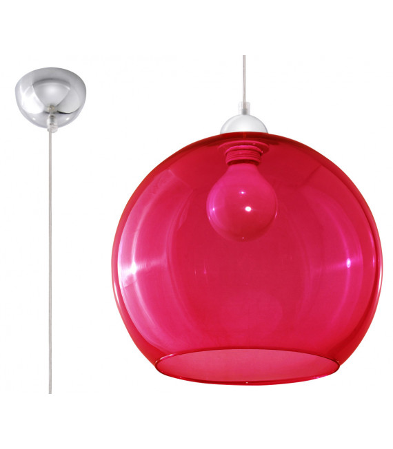 Lampa wisząca BALL czerwona, minimalistyczna - 30x30x120cm Sollux