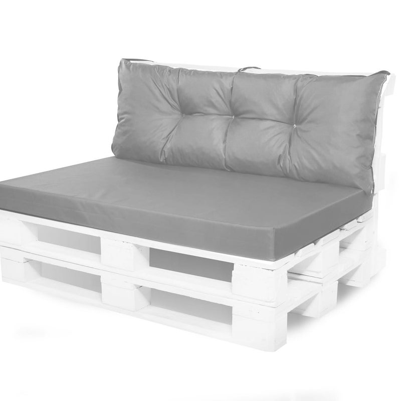 Zestaw poduszek na palety ogrodowe 120x60 Siedzisko-Oparcie 120x50cm poduszki na palety Szare wyodne poduszki na meble ogrodowe z palet euro