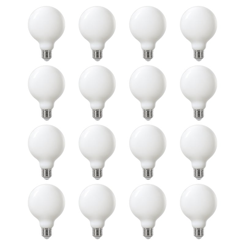 LEXMAN - Opakowanie 16 żarówek LED nieprzezroczystych - E27 - 1055LM - 4,9 W, co odpowiada 75 W - Ø 95 mm - 2700 K - Ciepła biel