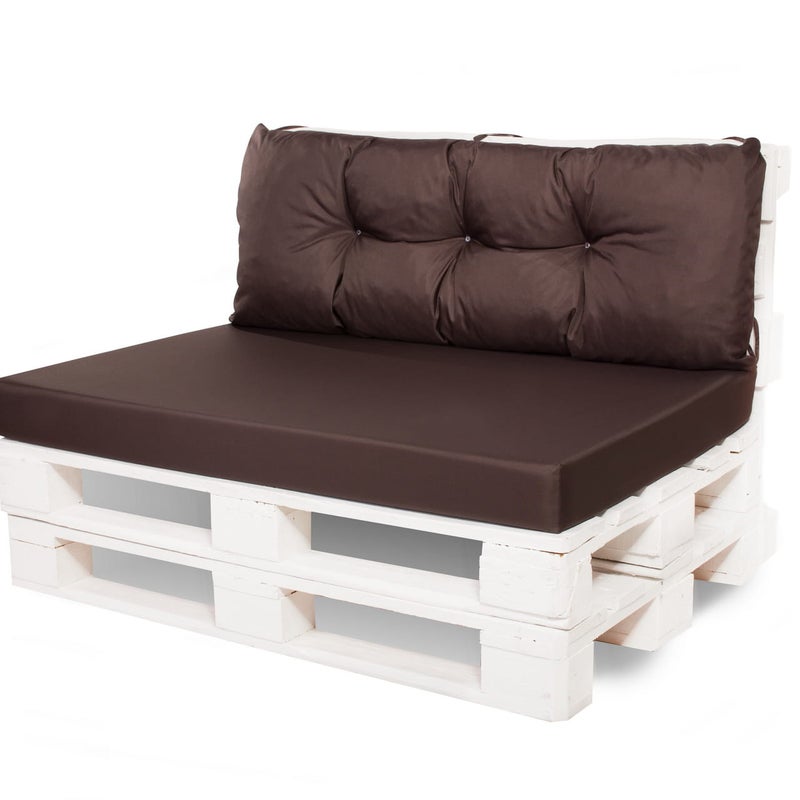 Zestaw poduszek na palety ogrodowe 120x50 Siedzisko-Oparcie 120x50cm poduszki na palety Brązowe wyodne poduszki na meble ogrodowe z palet euro