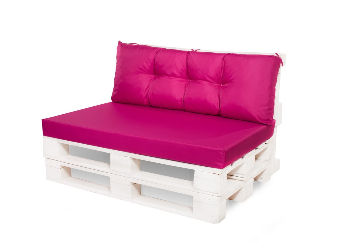 Zestaw poduszek na palety ogrodowe 120x50 Siedzisko-Oparcie 120x40cm poduszki na palety Różowe wyodne poduszki na meble ogrodowe z palet euro
