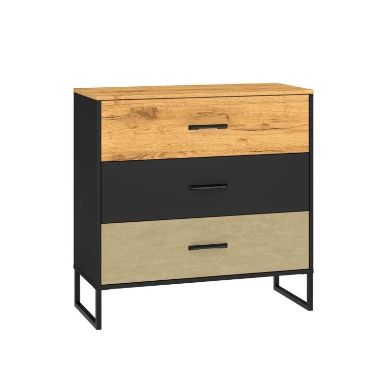Komoda COLIN 05 3S 90 dąb złoty craft/czarna