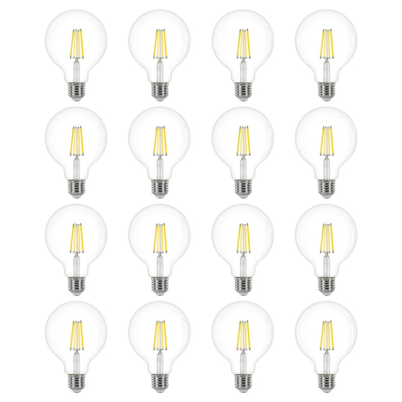 LEXMAN - Zestaw 16 żarówek LED z żarnikiem - E27 - 1055LM - 4,9 W, co odpowiada 75 W - Ø 95 mm - 4000 K - Naturalna biel