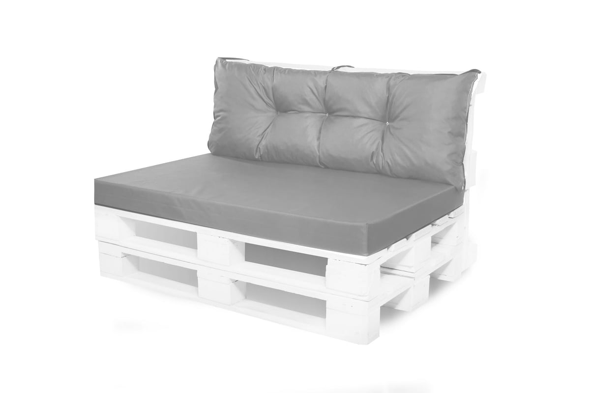 Zestaw poduszek na palety ogrodowe 120x50 Siedzisko-Oparcie 120x40cm poduszki na palety Szare wyodne poduszki na meble ogrodowe z palet euro
