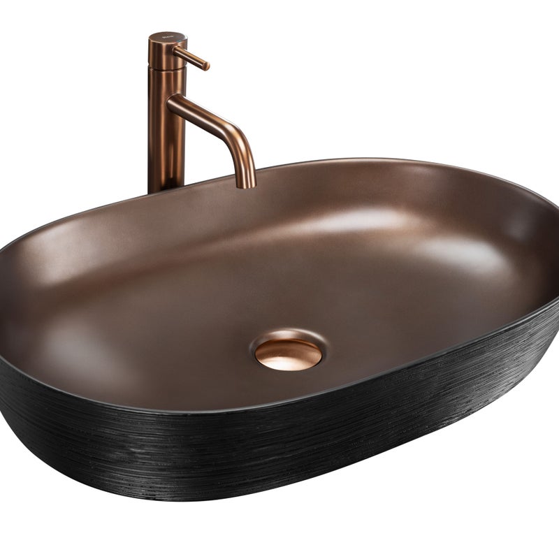 Umywalka nablatowa Rea Cleo 61 Copper Brush / Black