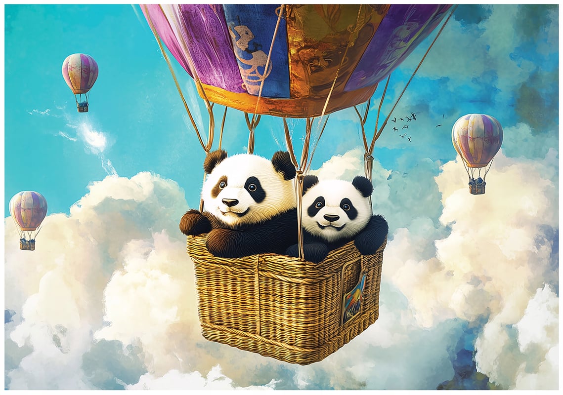 Fototapeta Dla Dzieci Chłopca Dziewczynki Panda Balon 250x175 cm Tapeta Do Pokoju Dziecięcego Na Flizelinie