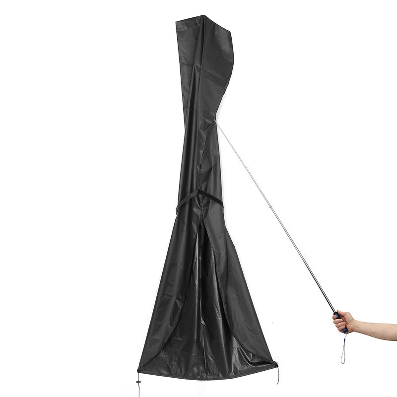 Wodoodporny pokrowiec ochronny na parasol ogrodowy z tkaniny 420D w kolorze czarnym 265 * 70 cm z zamkiem błyskawicznym i ściągaczem