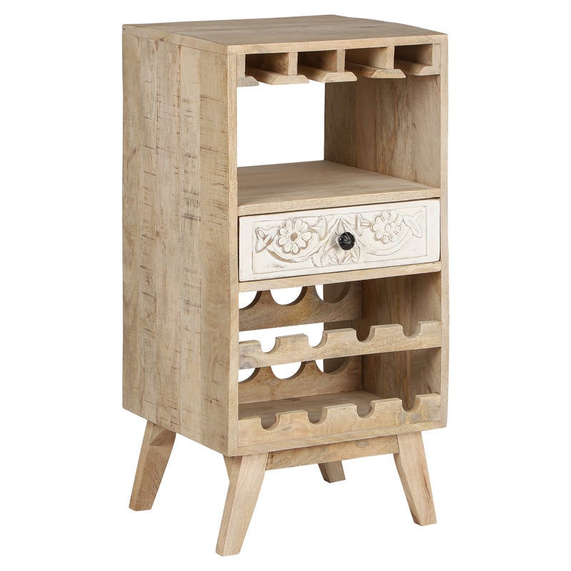 WOMO-DESIGN szafka na wino z uchwytem na kieliszki i szuflada, 45x90x40 cm, unikatowa, recznie robiona, vintage, stojak na 8 butelek, szafka kuchenna