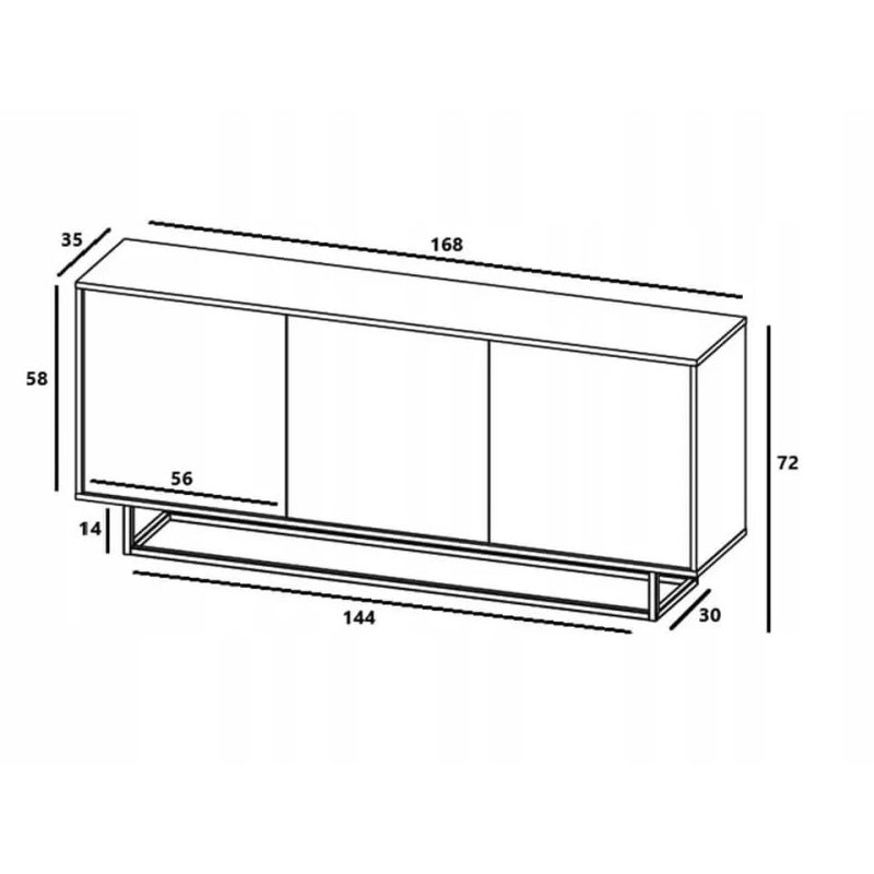 Komoda NILA 3D 168 dąb wotan/grafit mat