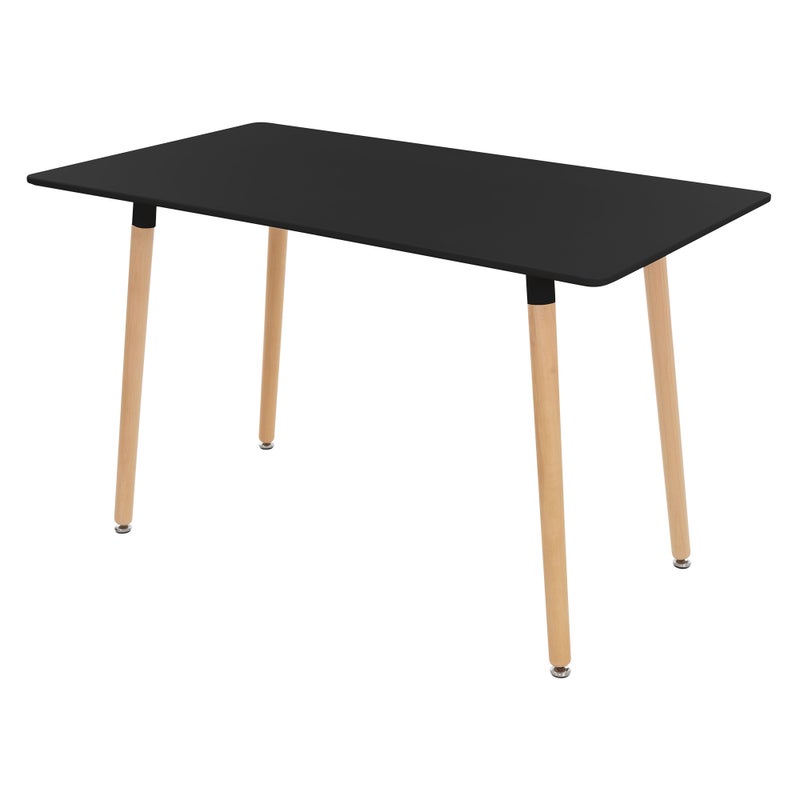 Stól do jadalni ML-Design czarny z drewna, 120x70x74,5 cm, prostokatny stól do jadalni dla 4-6 osób, skandynawski stól kuchenny, stól do salonu z