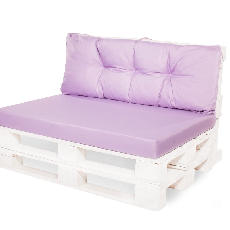 Zestaw poduszek na palety ogrodowe 120x50 Siedzisko-Oparcie 120x40cm poduszki na palety Fioletowe wyodne poduszki na meble ogrodowe z palet euro