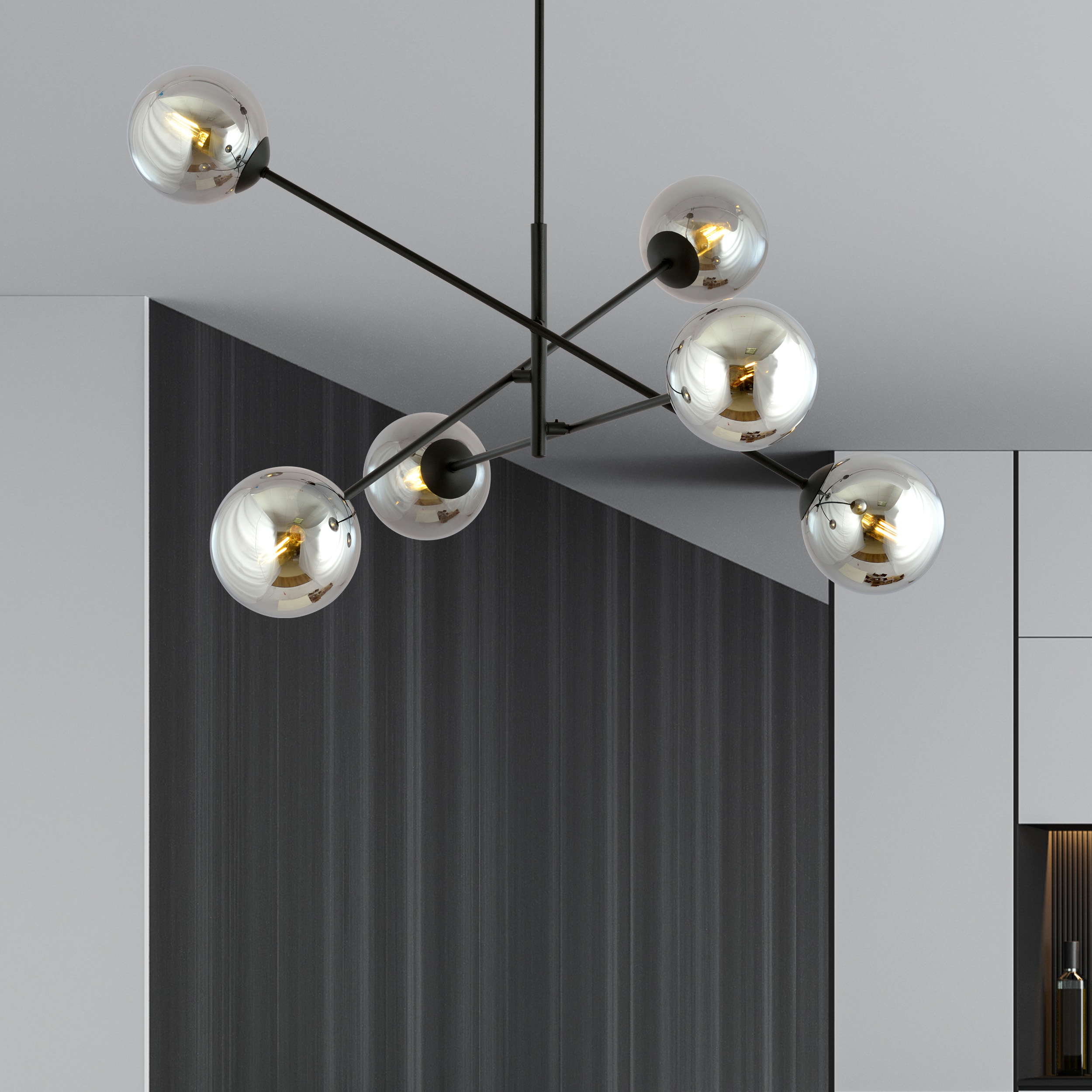 Emibig Linear lampa podsufitowa 6x10 W czarna-grafitowa 1167/6