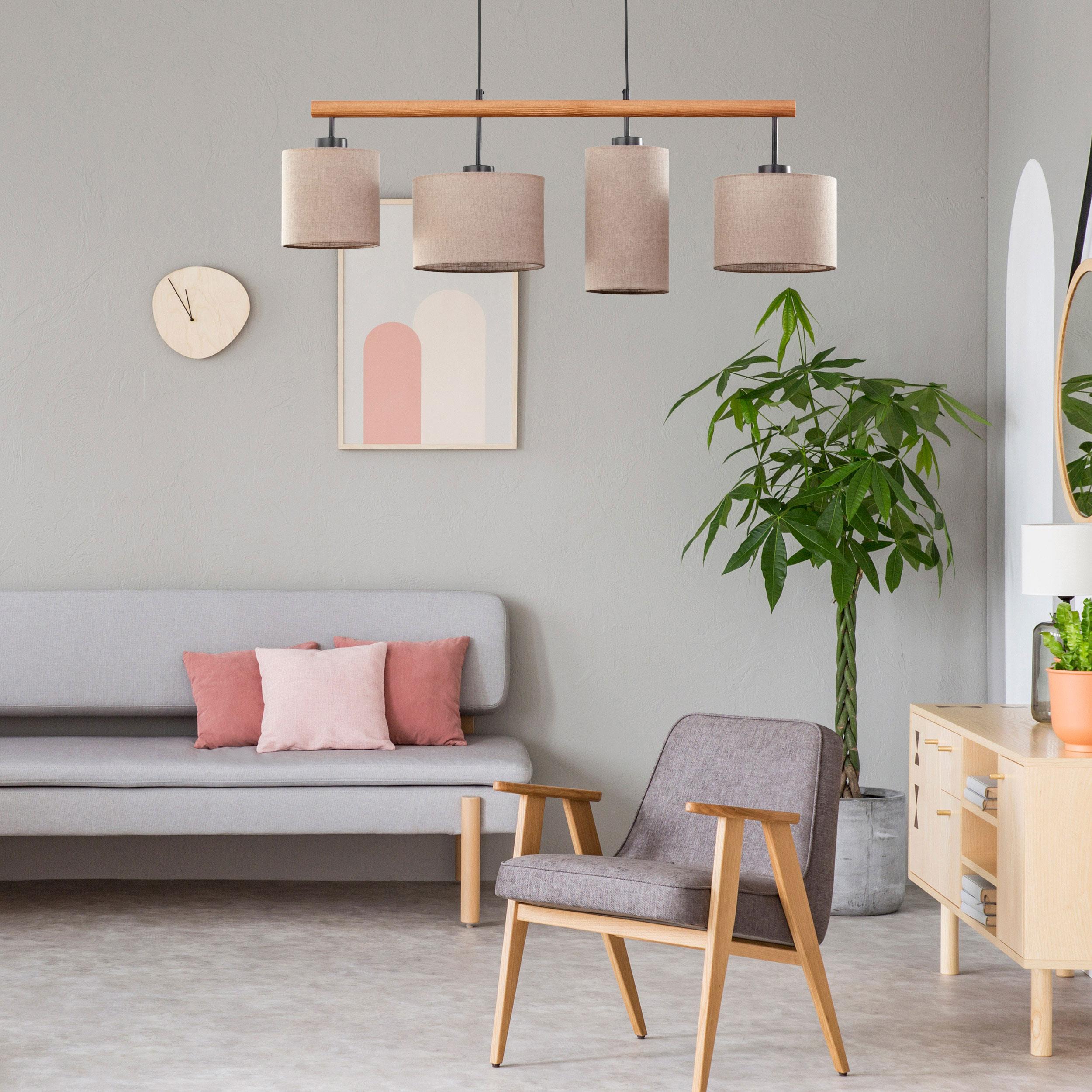 TK Lighting Deva Nature lampa wisząca 4x15W czarny/szary/beżowy 6108 - Wysyłka w 24h