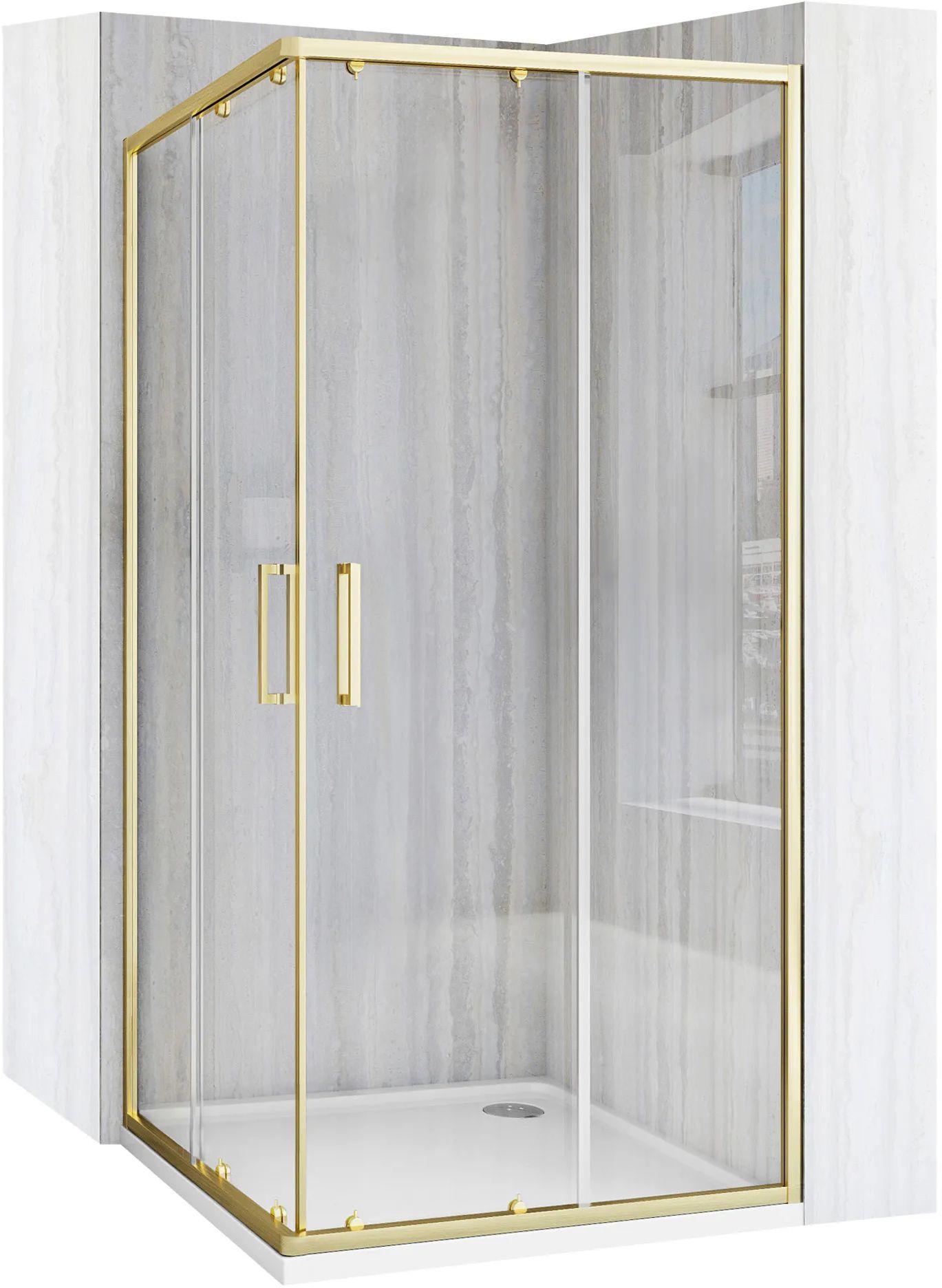 Rea City kabina prysznicowa 90x90 cm złoty szczotkowany/szkło przezroczyste REA-K6443 - Wysyłka w 24h