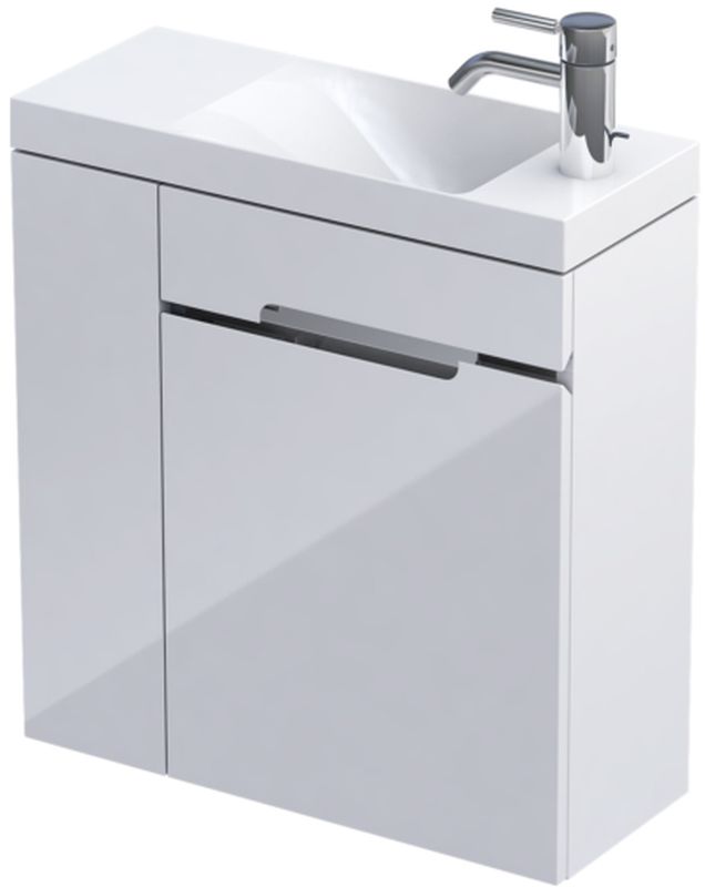 Oristo Silver Uni umywalka z szafką 55 cm lewa biały połysk OR33-ZD2D-55-1-L