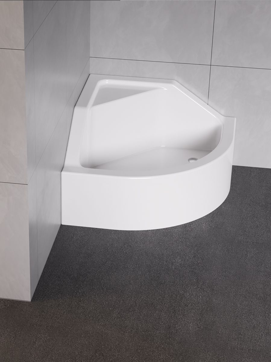 New Trendy Angus brodzik 90x90 cm półokrągły biały B-0362