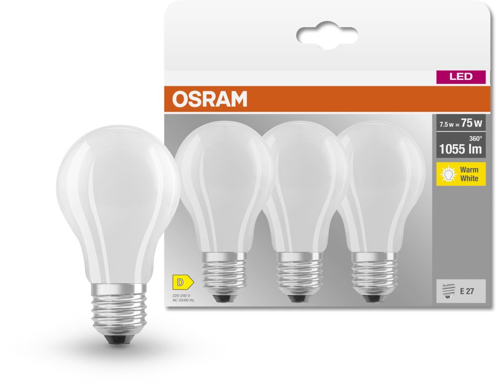 Osram LED Lamps żarówki LED Multipack 3x7,5 W 2700 K E27
