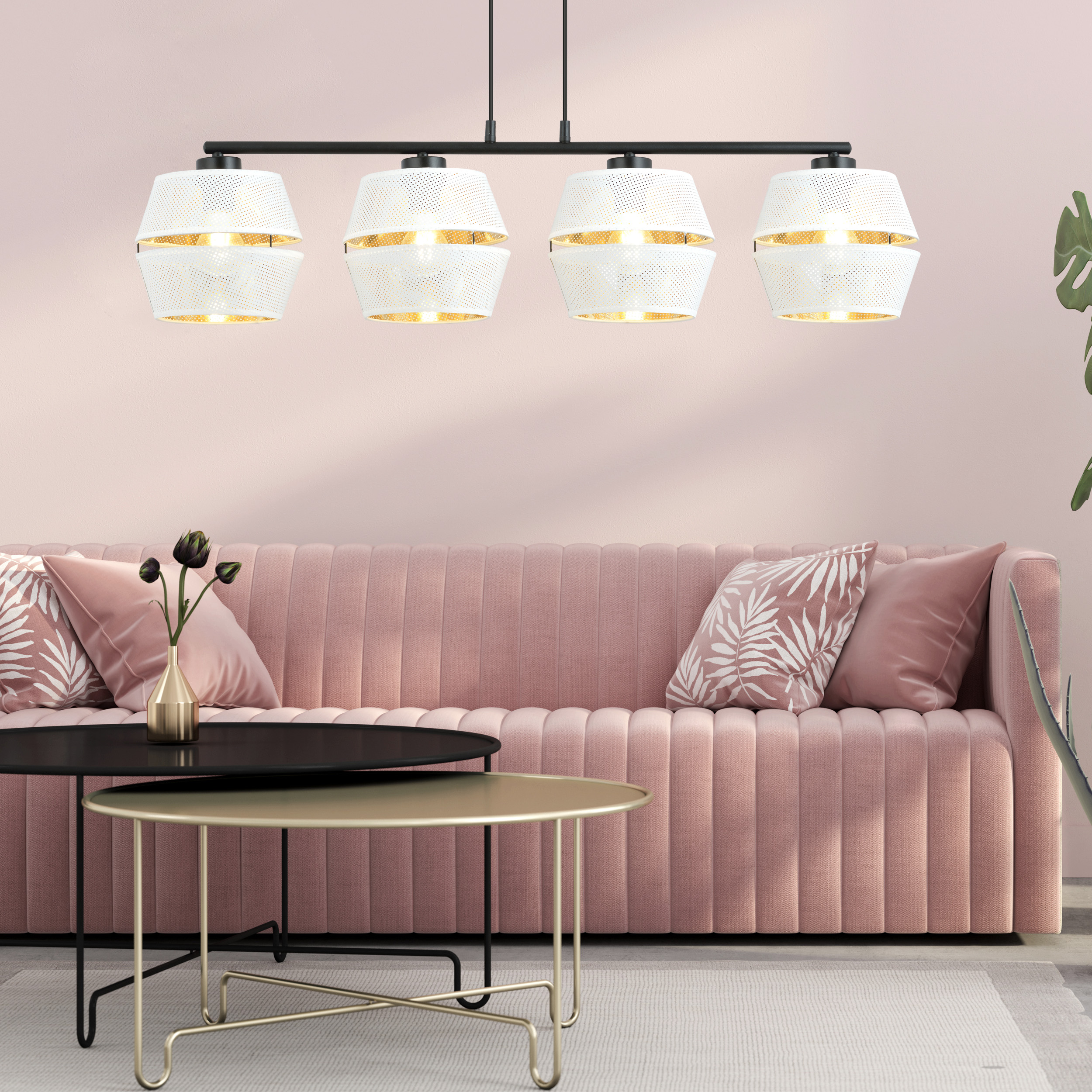 Emibig Malia lampa wisząca 4x15 W biała-czarna-złota 1184/4