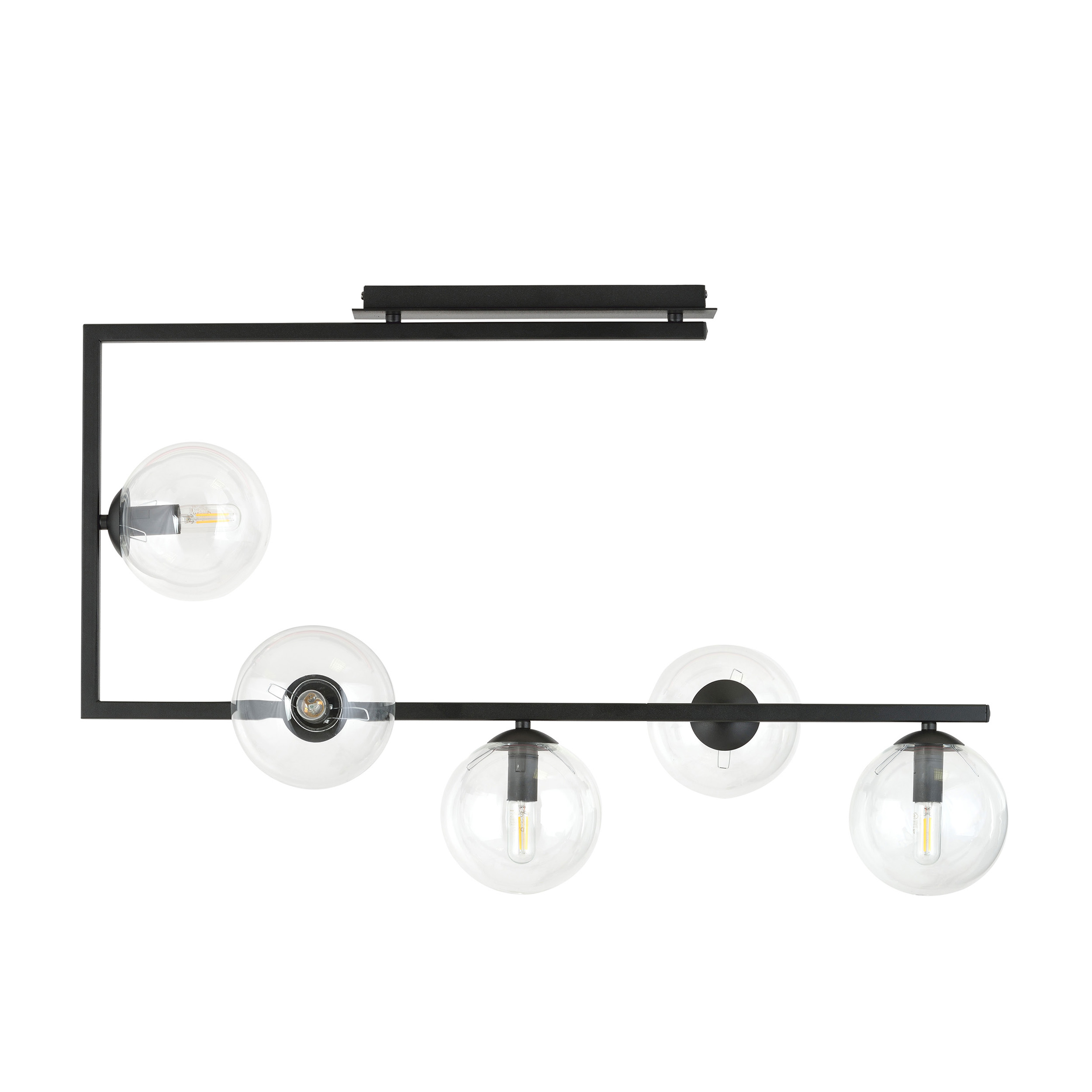 Emibig Soma lampa podsufitowa 5x10W czarny/szkło przezroczyste 1289/5