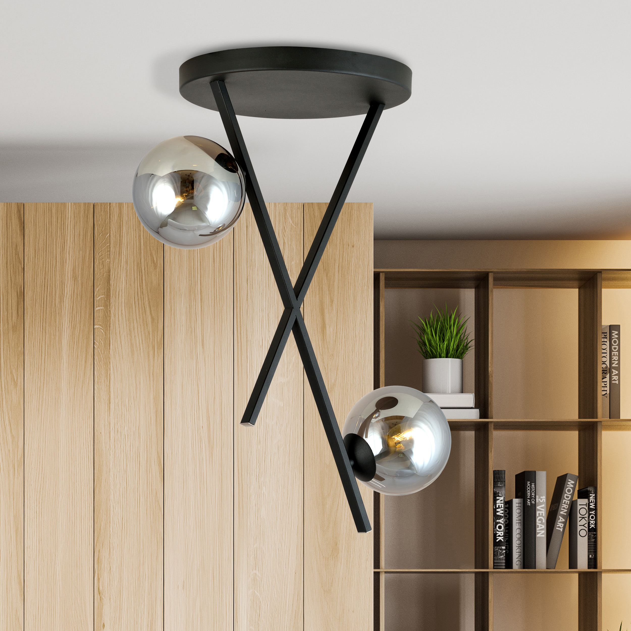 Emibig River lampa podsufitowa 2x10 W czarna-grafitowa 1196/2