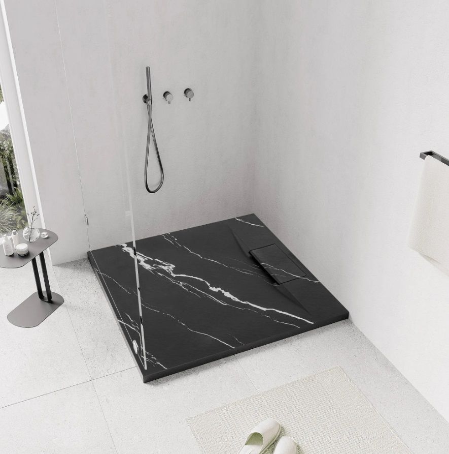 Rea Bazalt Carrara Black brodzik kwadratowy 90x90 cm czarny REA-K7003 - Wysyłka w 24h