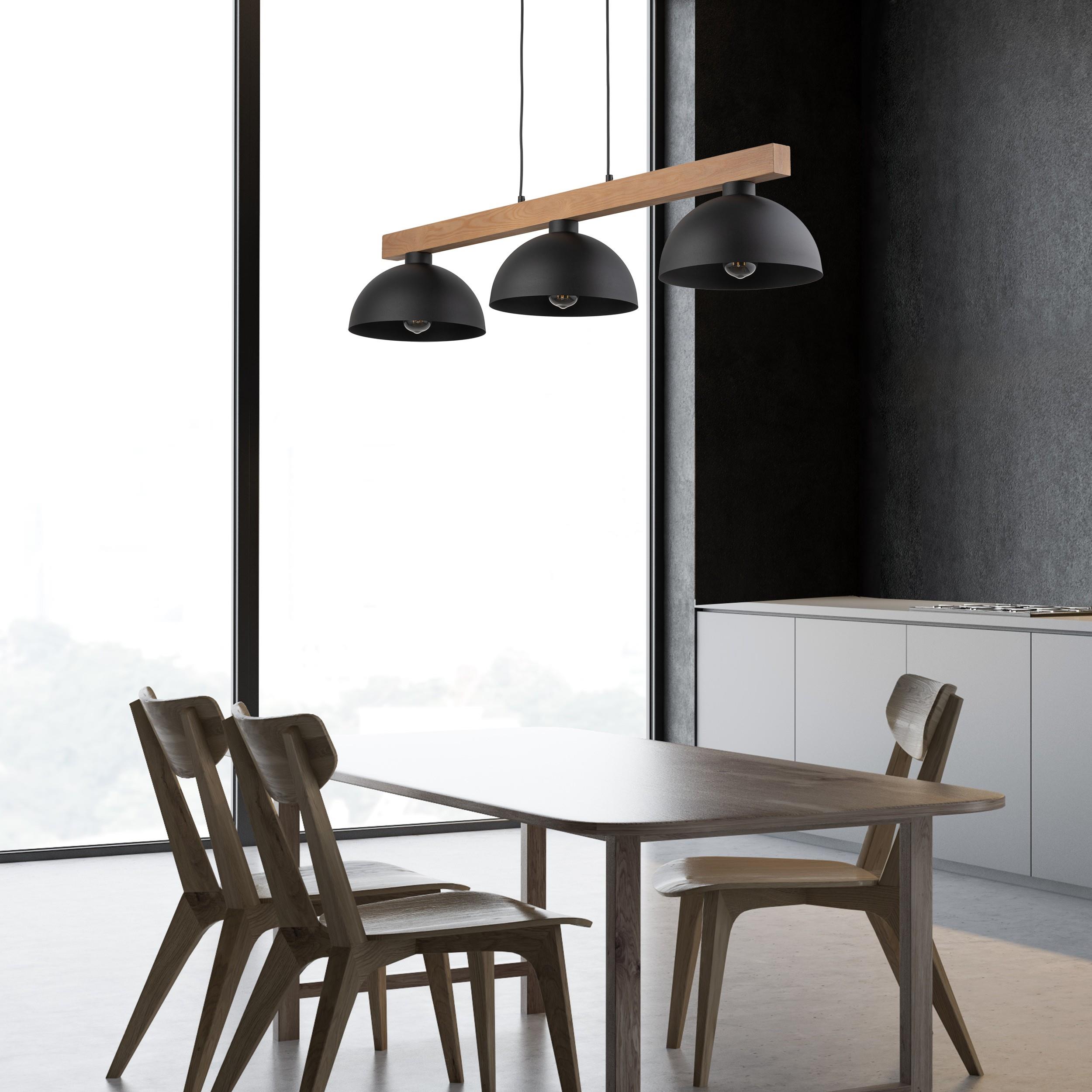 TK Lighting Oslo Black lampa wisząca 3x15W czarny/brązowy 4710