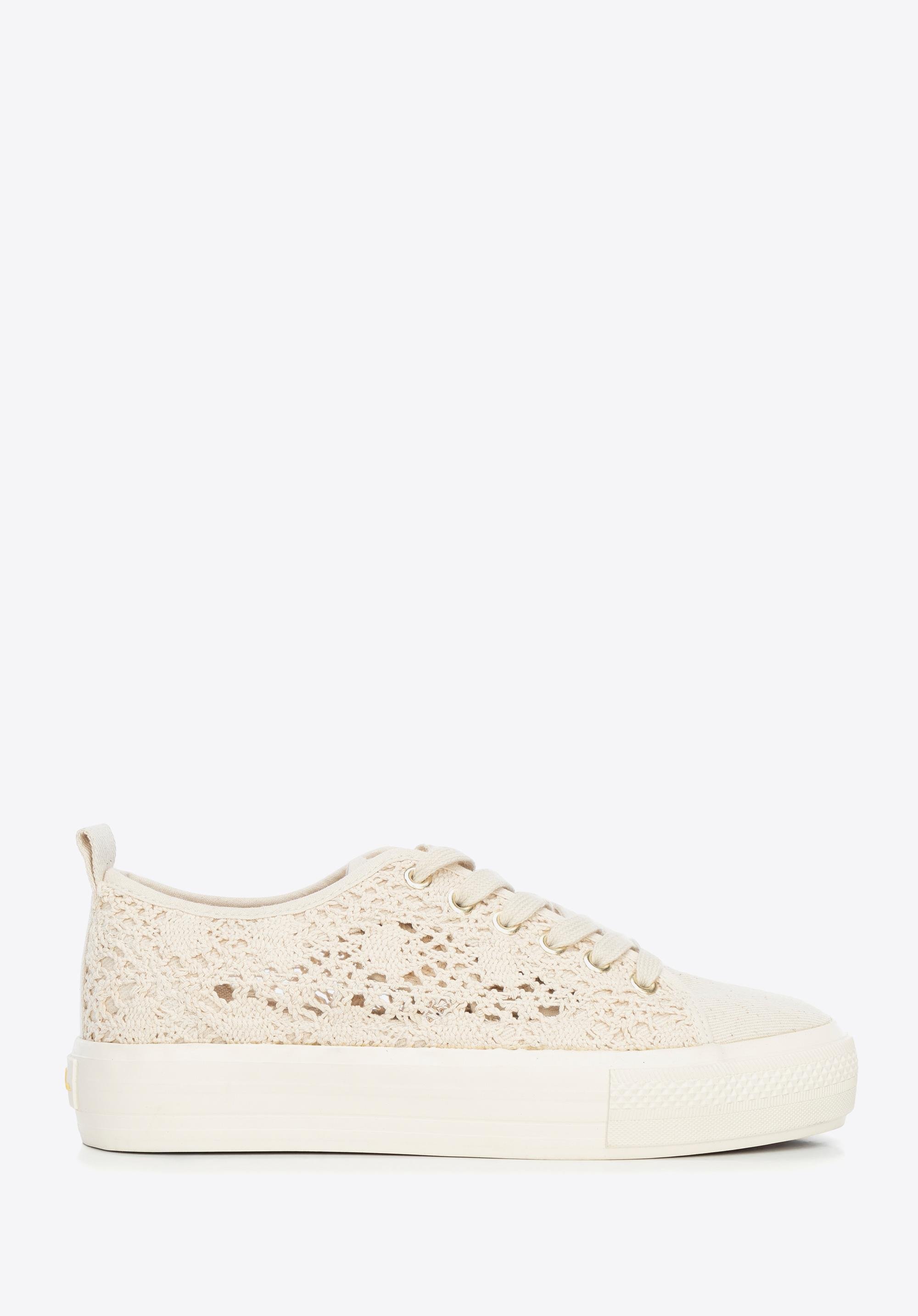 Damskie sneakersy ażurowe beżowe