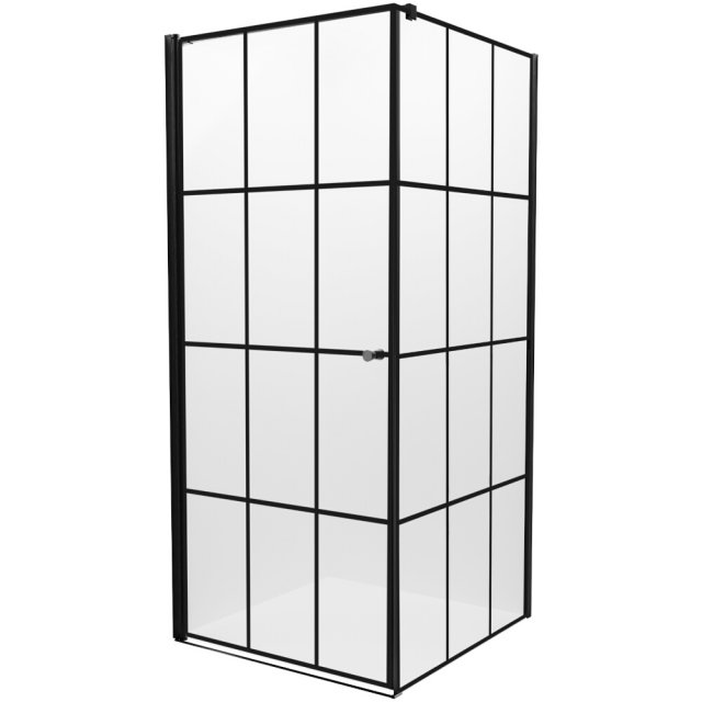 NEW TRENDY Kabina prysz SUPERIA BLACK LEWA kwadr 90x90x195 szkło czys