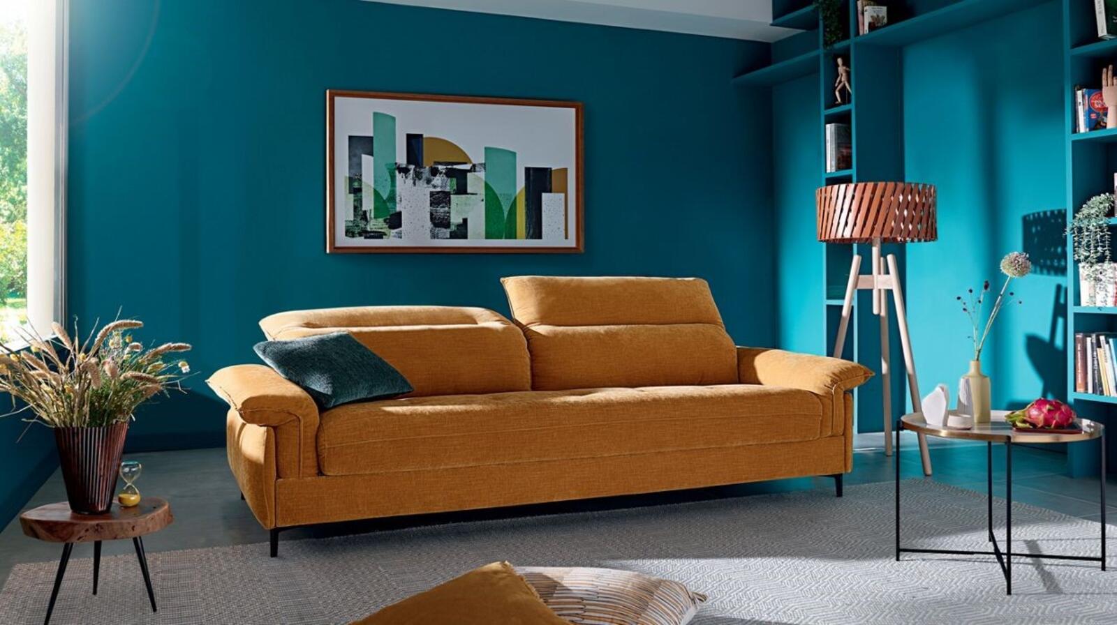 Pojedyncza pomarańczowa sofa tapicerowana Safran