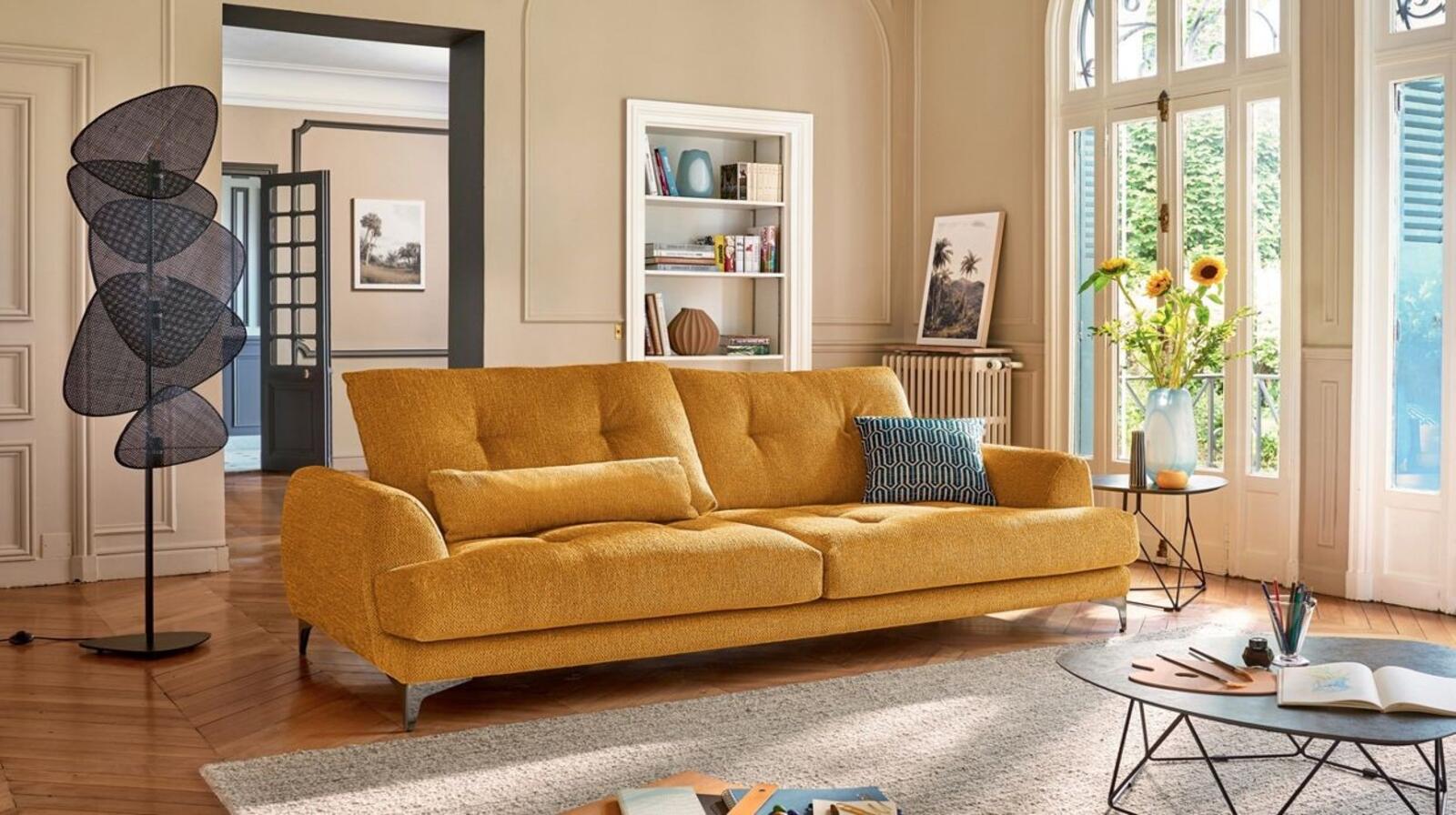 Sofa tapicerowana pomarańczowa Ruby potrójna