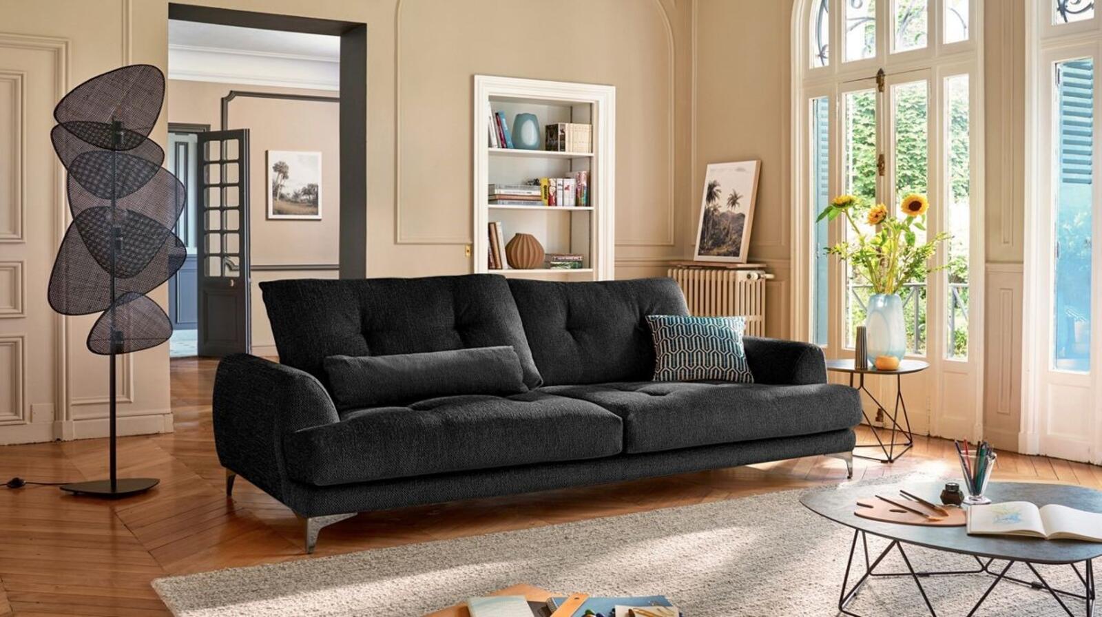 Sofa tapicerowana antracyt Ruby potrójna