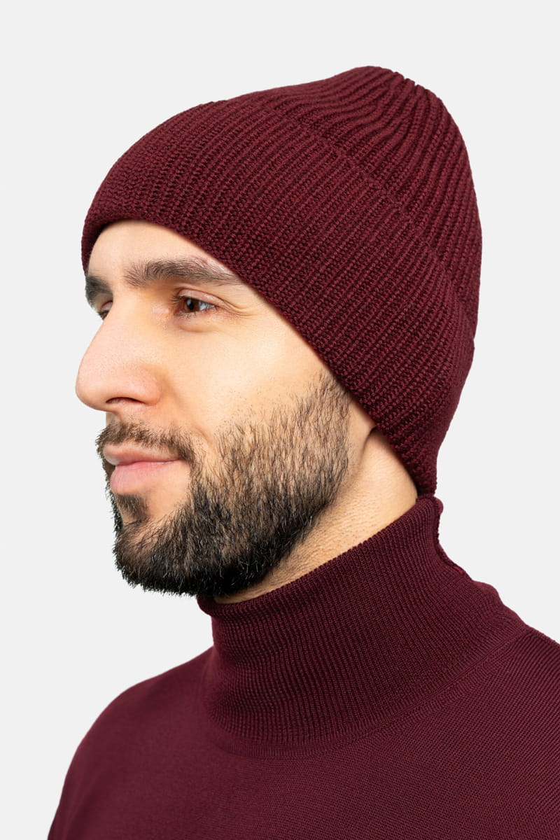 Czapka z wełny merino, bordowa