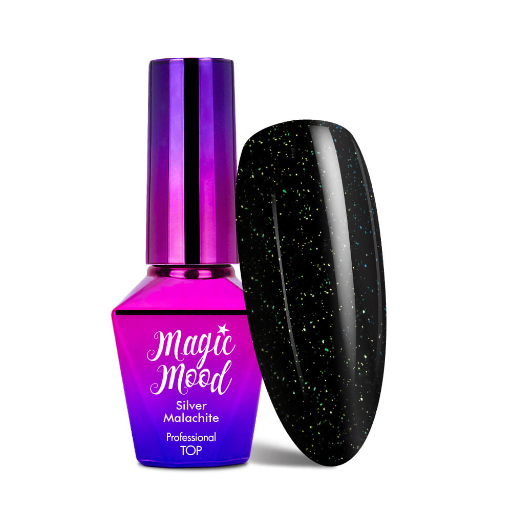 Top no wipe Magic Mood MollyLac z drobinkami Silver Malachite bez przemywania 10 g