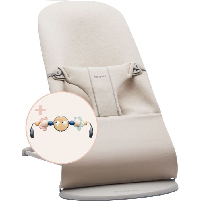 Babybjorn Leżaczek Bliss z zabawką Googly Eyes Pastels-Jersey 3D Jasny Beż