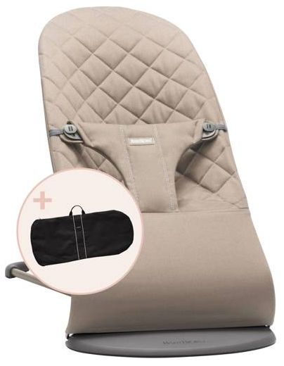 Babybjorn, Leżaczek Bliss + pokrowiec na leżaczek-Piaskowy Szary