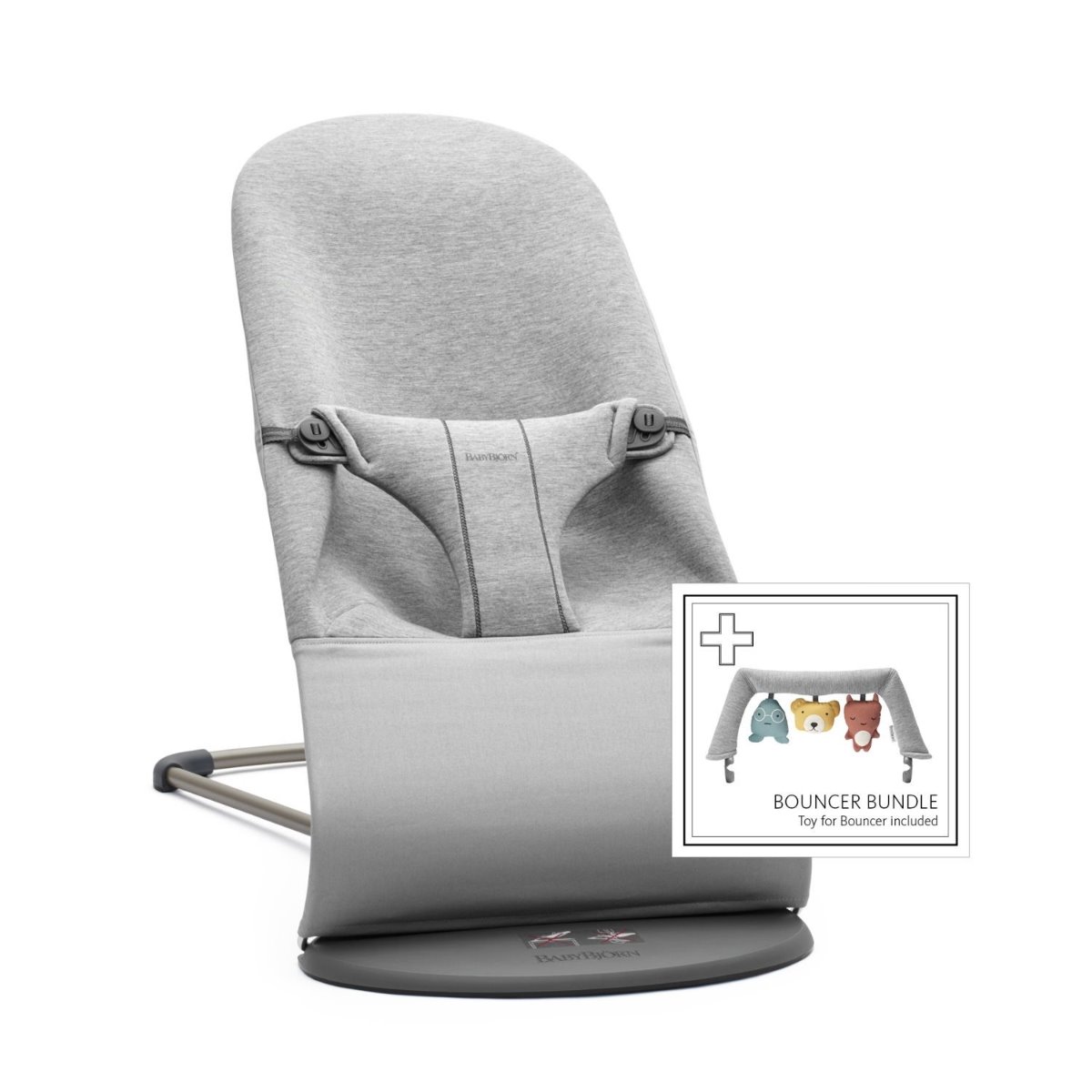 Babybjorn Leżaczek Bliss 3D Jersey Jasny Szary z zabawką Soft Friends