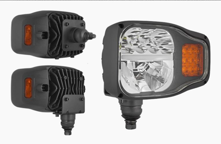 Reflektor przedni LED z uchwytem dolnym i tylnym złączem DT04-6P EGV1.54062 LEWY Wesem