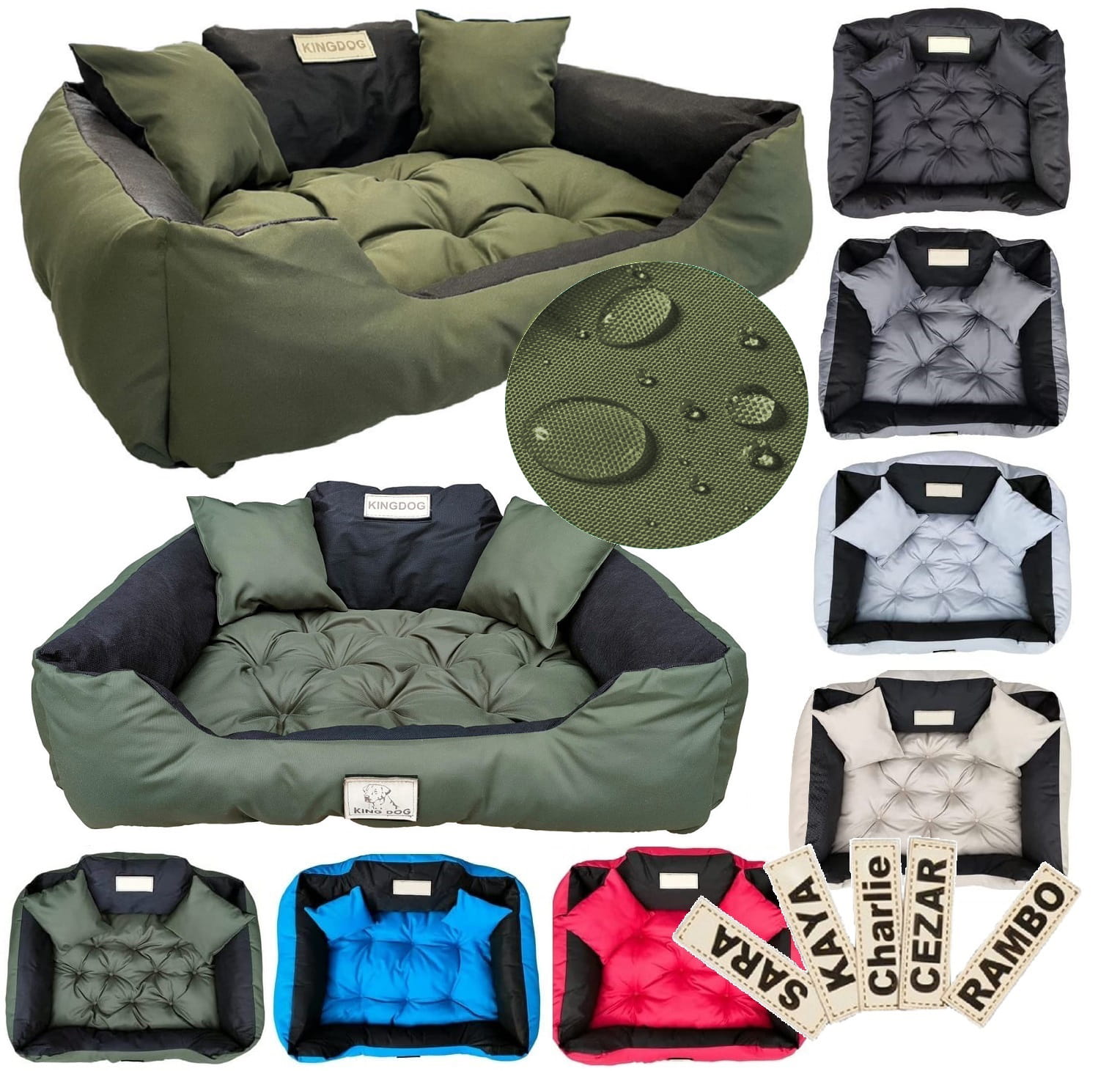 Legowisko dla psa kojec KINGDOG 115x95 cm personalizowane wodoodporne zielone