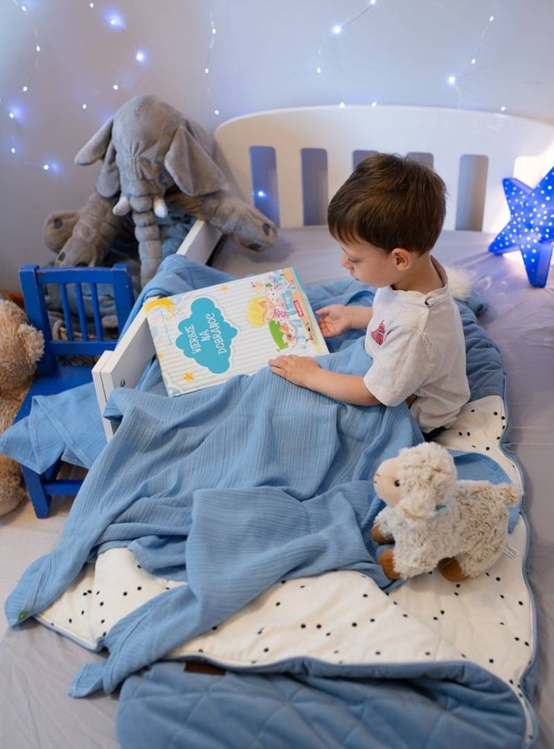 Otulacz bambusowy muślin Baby Blue: 130x110 cm, 60% bawełna / 40% bambus