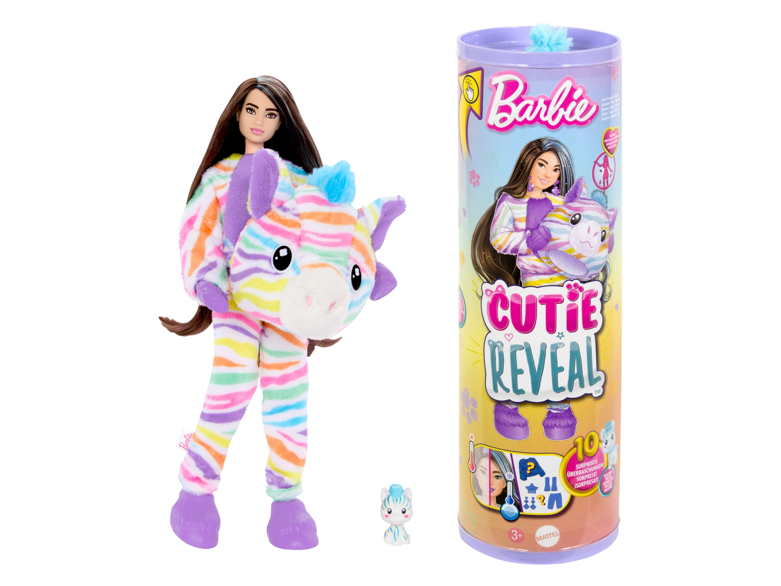 Barbie Lalka, z pluszowym kostiumem Zebra