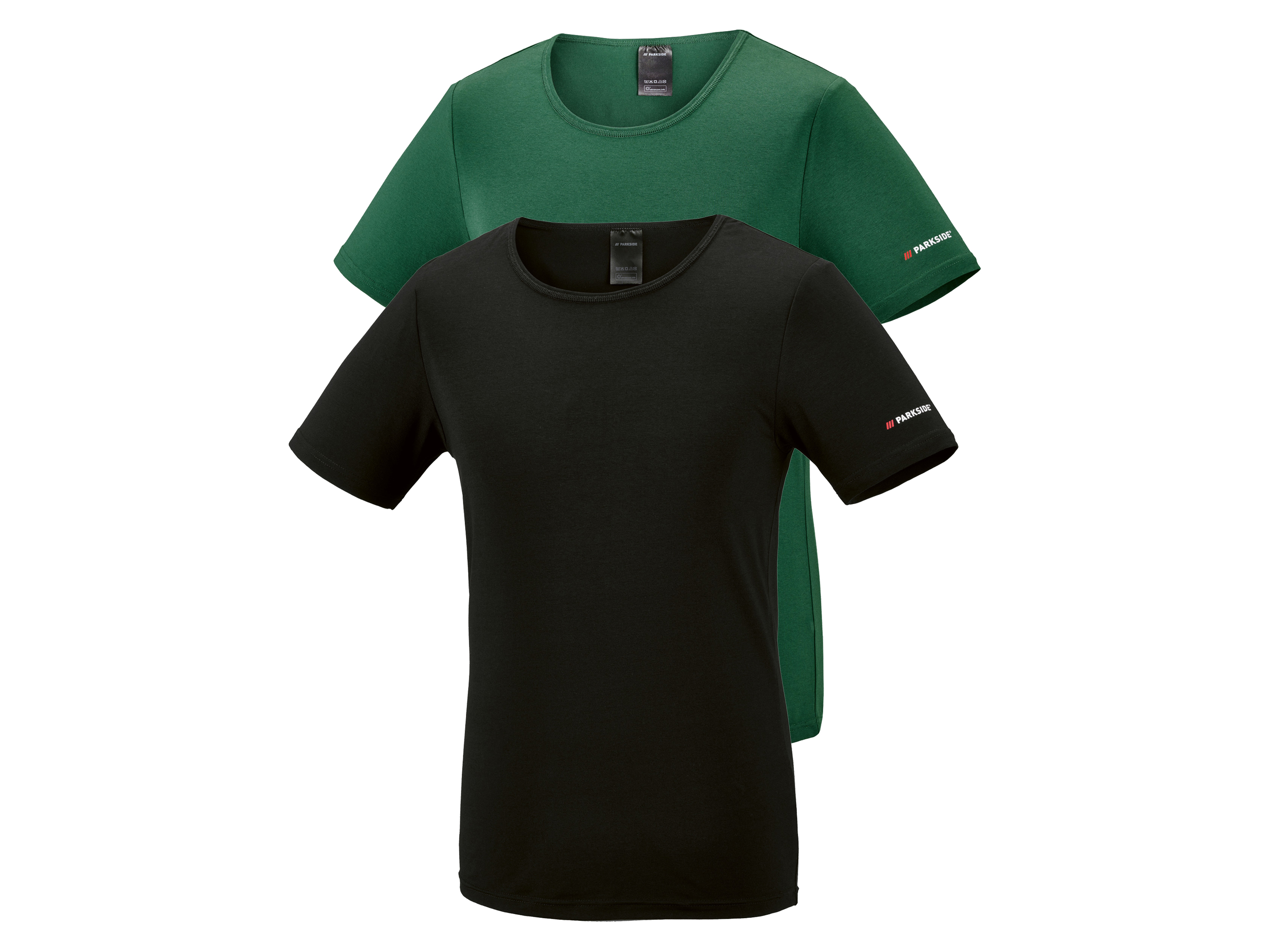 Parkside Koszulka męska z bawełną, 2 sztuki Czarny/ zielony, 8/Xxl